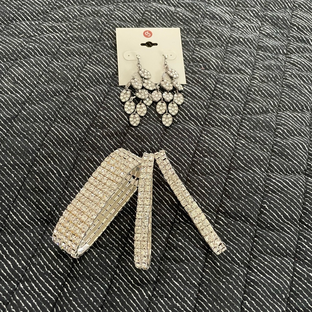 Silvertone Bridal, Prom, Party Earrings and Bracelets